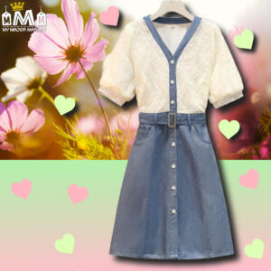 ROBE COURTE - DENIM & DENTELLE